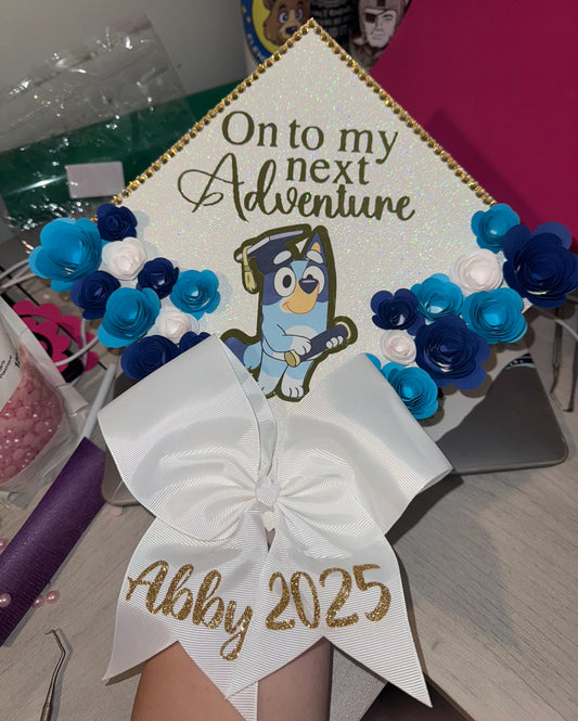 On to my next Adventure Bluey Graduation Cap