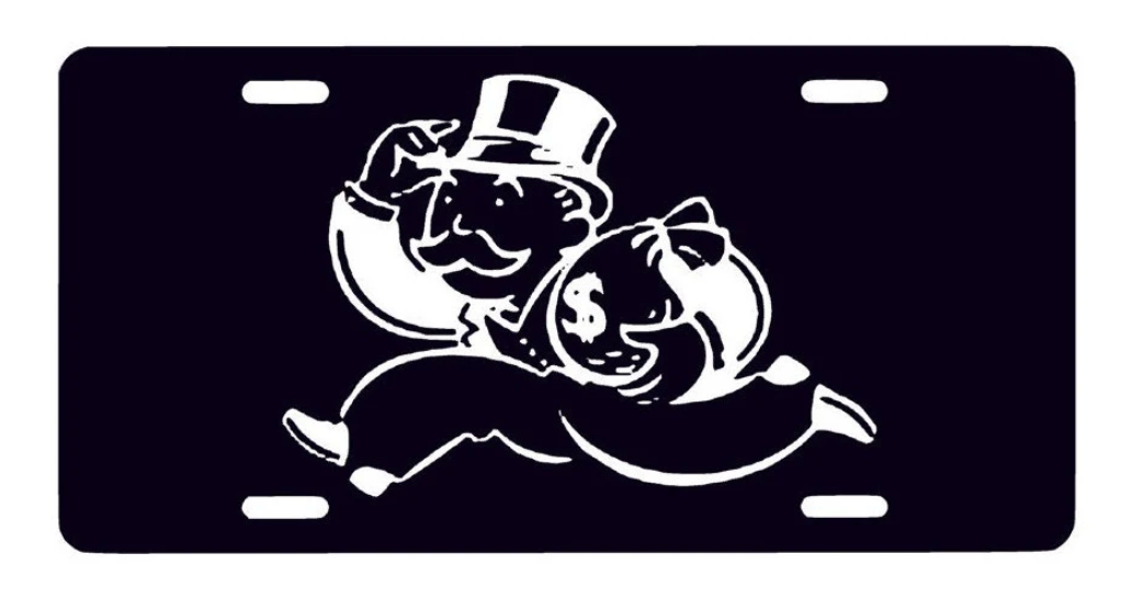 Money Bag Monopoly Man License  Plate