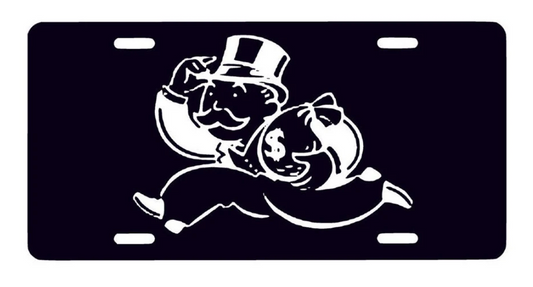 Money Bag Monopoly Man License  Plate