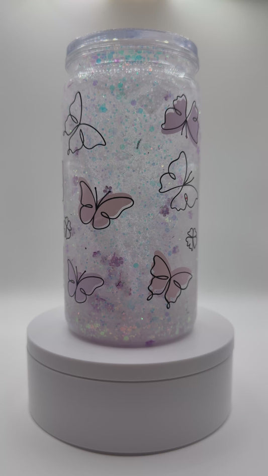 Pastel Butterfly 20oz Snowglobe Tumbler